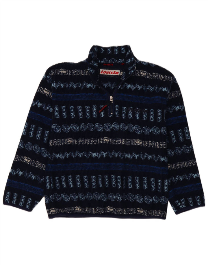Invicta Jersey de forro polar con cuello y cremallera para hombre pequeño poliéster geométrico azul marino
