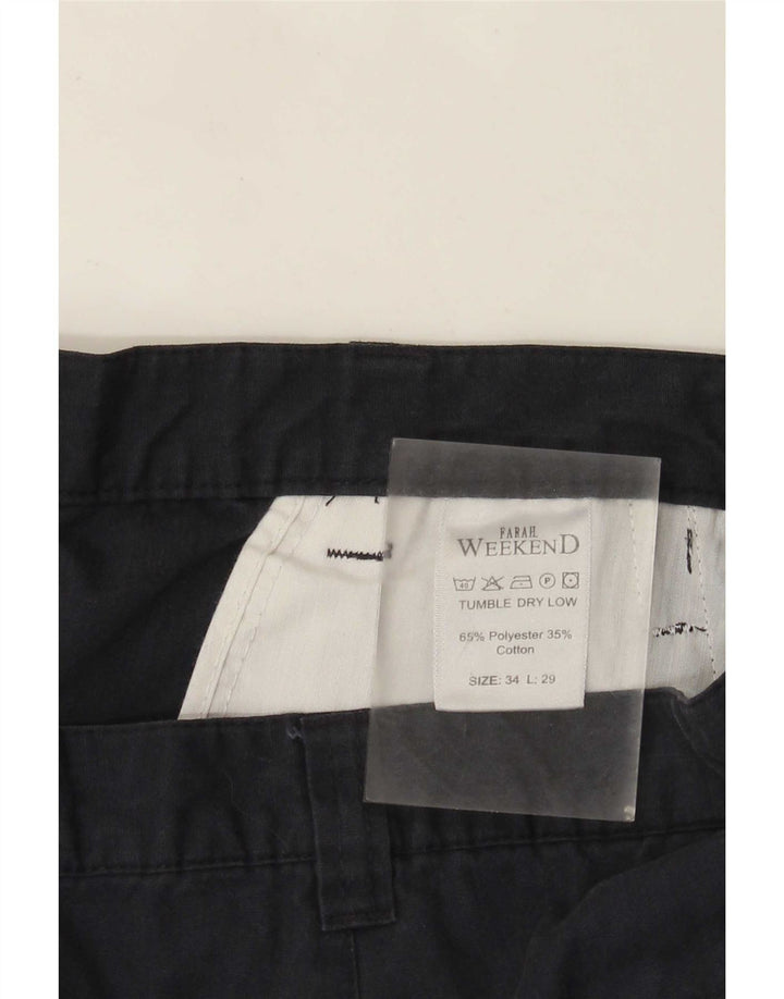 Farah Mens Weekend Pantalón chino recto W34 L29 Poliéster azul marino
