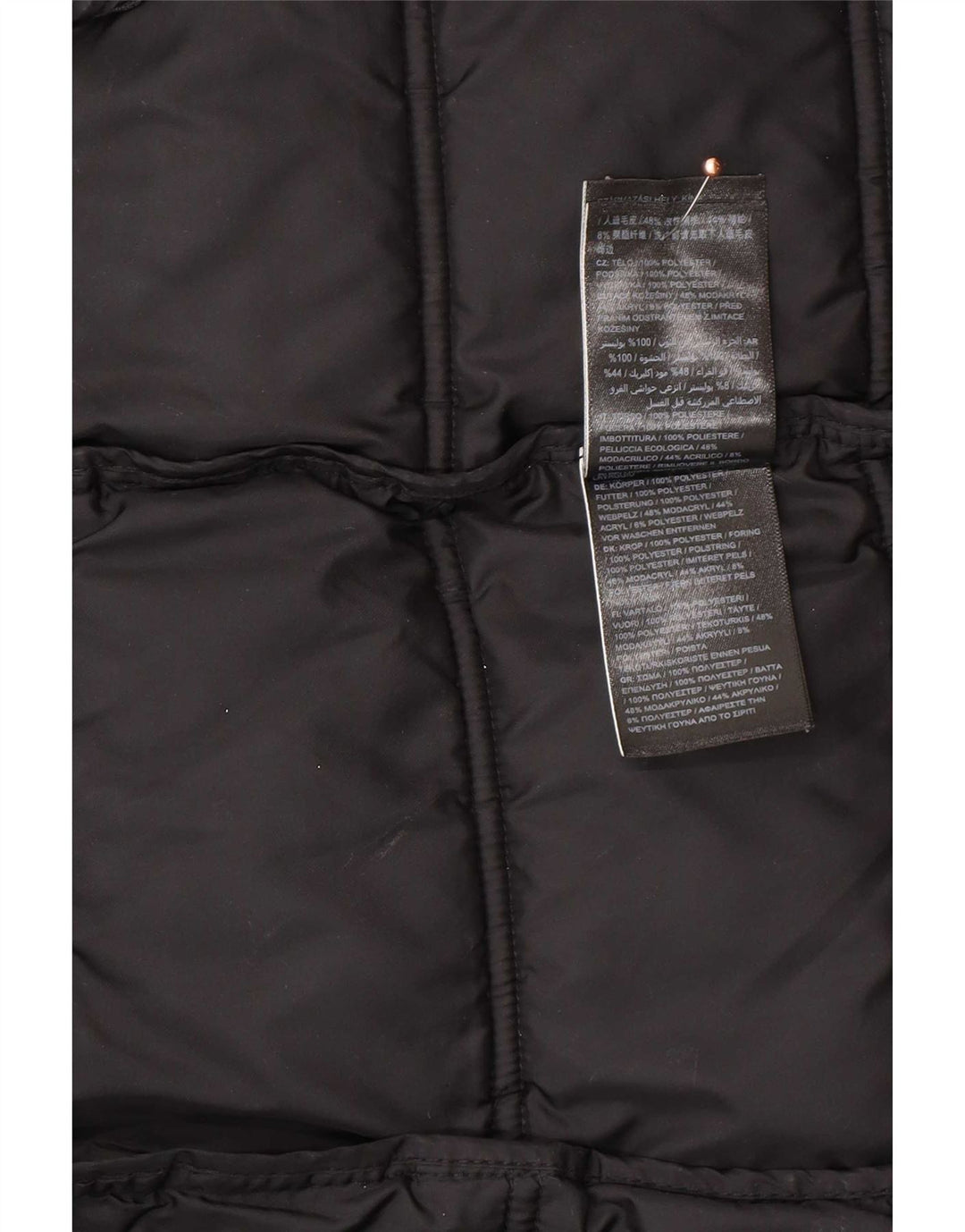 Superdry Abrigo acolchado con capucha para mujer, talla 40, poliéster negro mediano