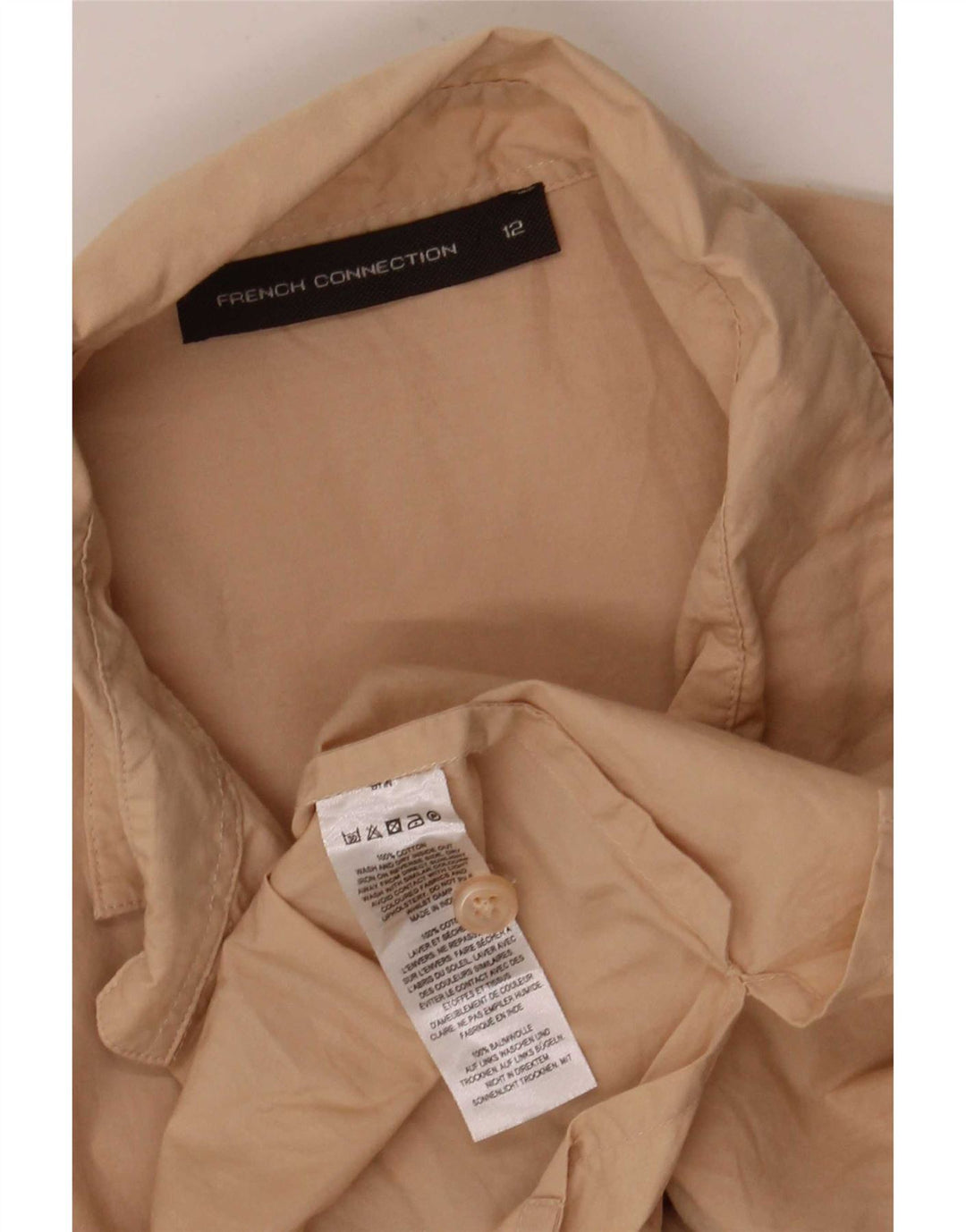 French Connection Camisa tipo jersey de manga 3/4 para mujer, talla 40, talla M, color beige