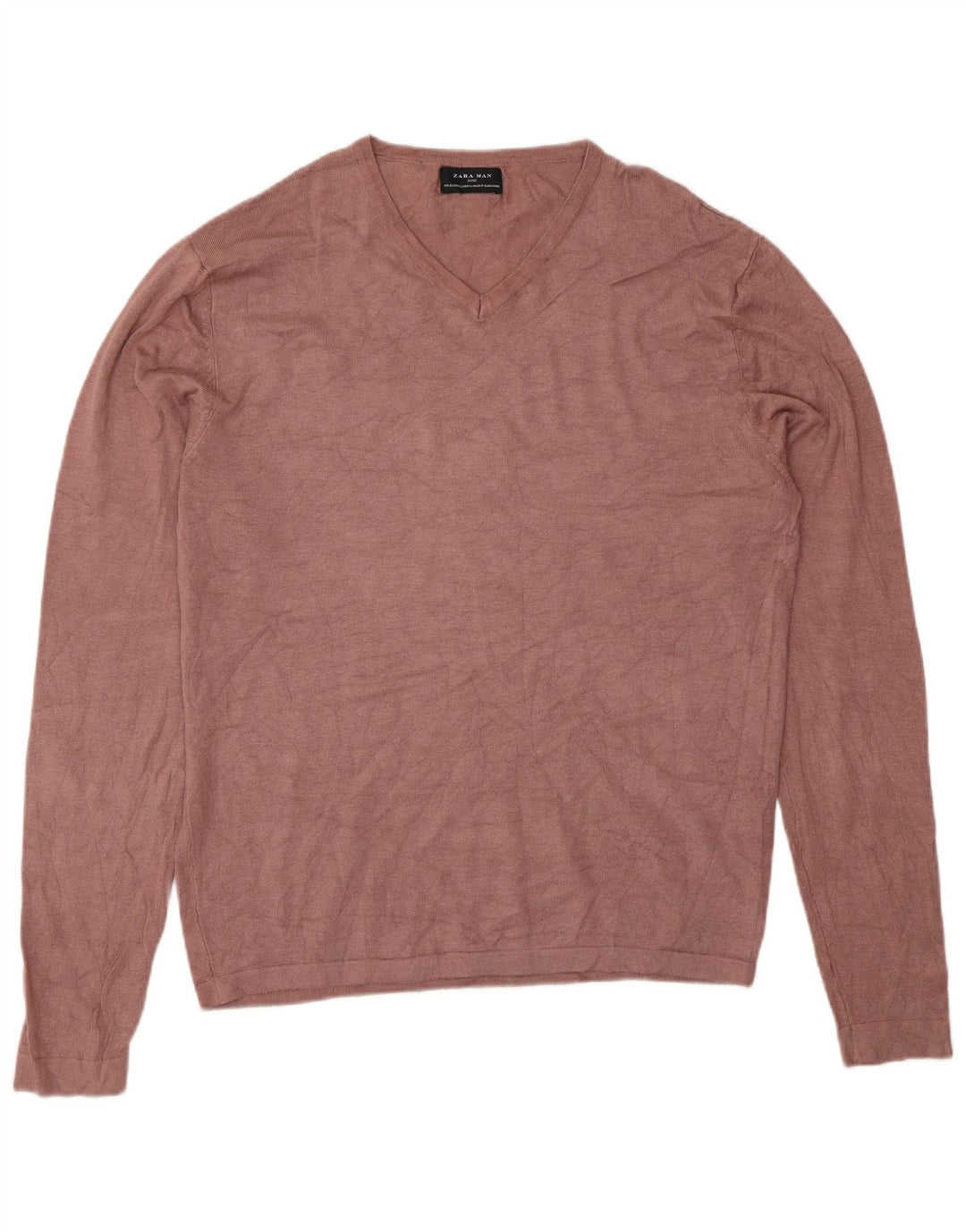 Zara Hombre Jersey Cuello Pico XL Viscosa Rosa