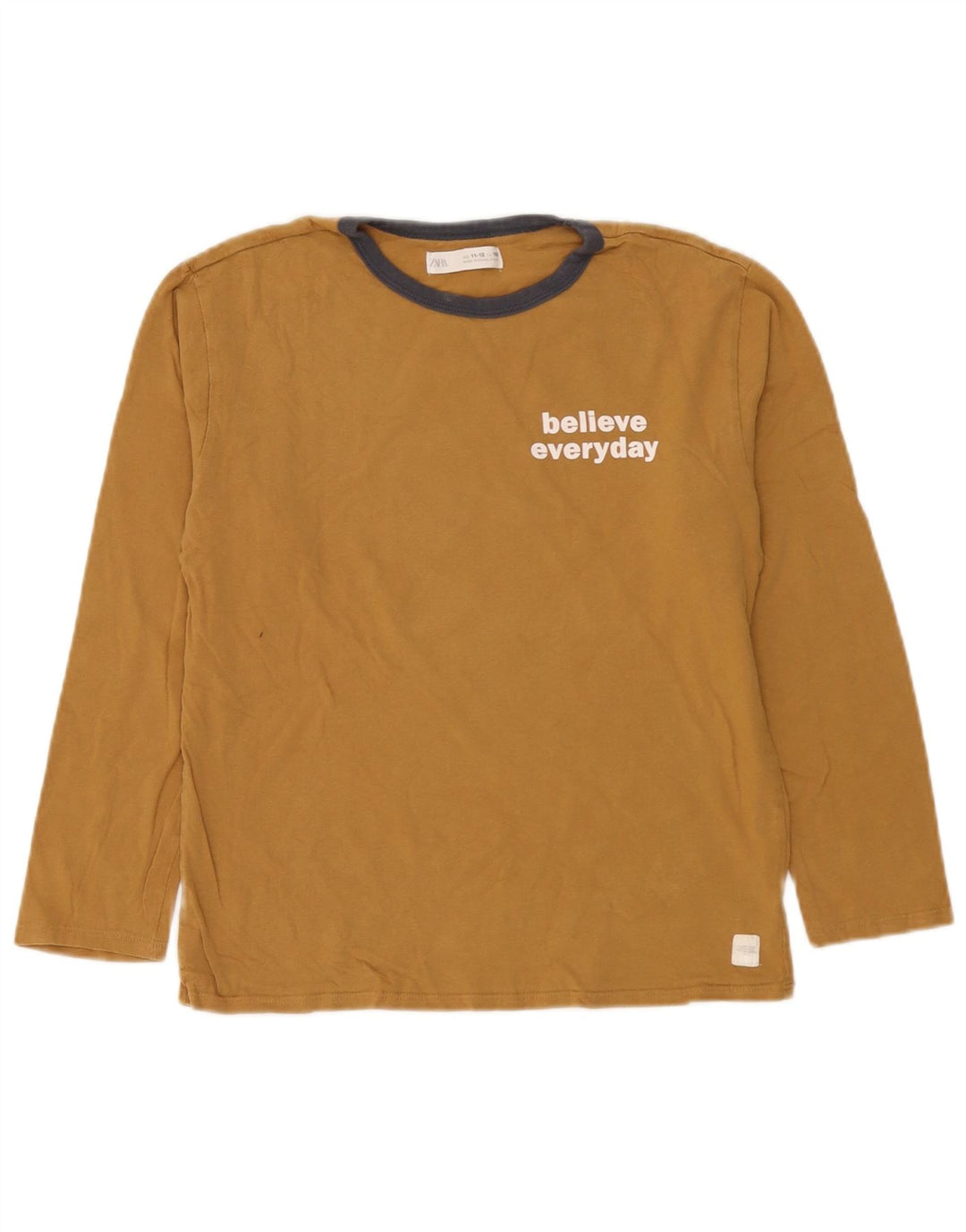 Zara Boys Graphic Top Manga Larga 11-12 Años Marrón Algodón