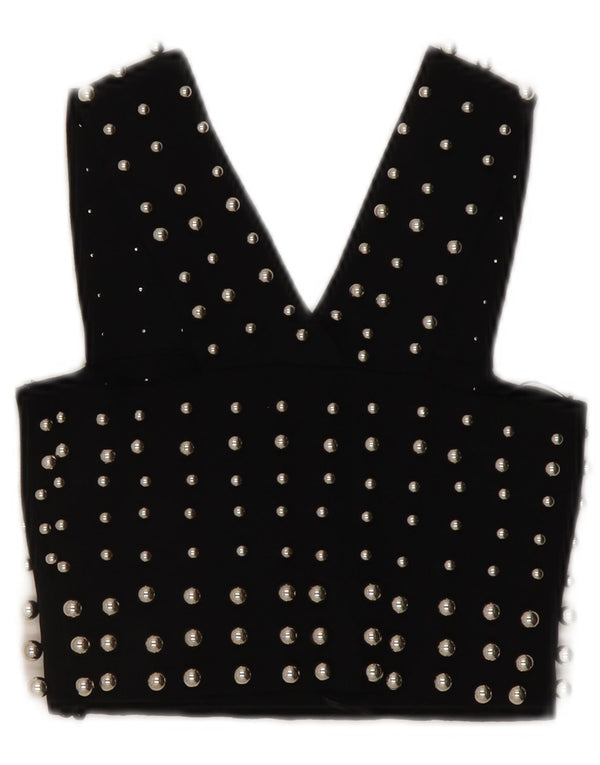 Topshop Top corto sin mangas para mujer UK 6 XS Viscosa negra
