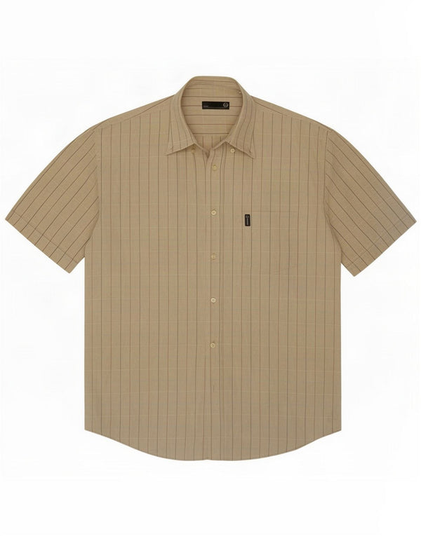 Camisa de manga corta para hombre Sergio Tacchini 2XL Algodón a rayas beige