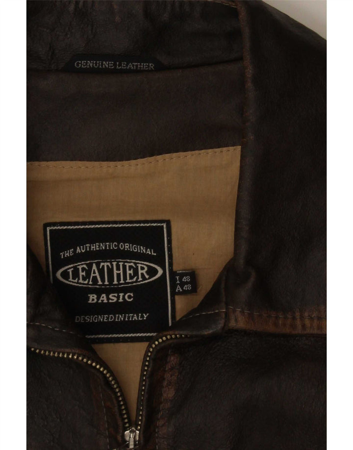 Chaqueta de cuero vintage para hombre IT 48 Marrón medio