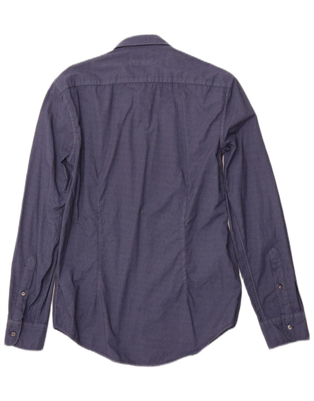 TRUSSARDI JEANS Camisa Hombre Talla 38 Mediana Azul Marino Algodón Geométrico