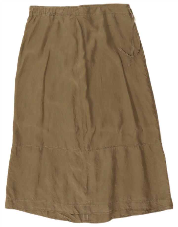 Falda midi vintage para mujer W34 grande caqui