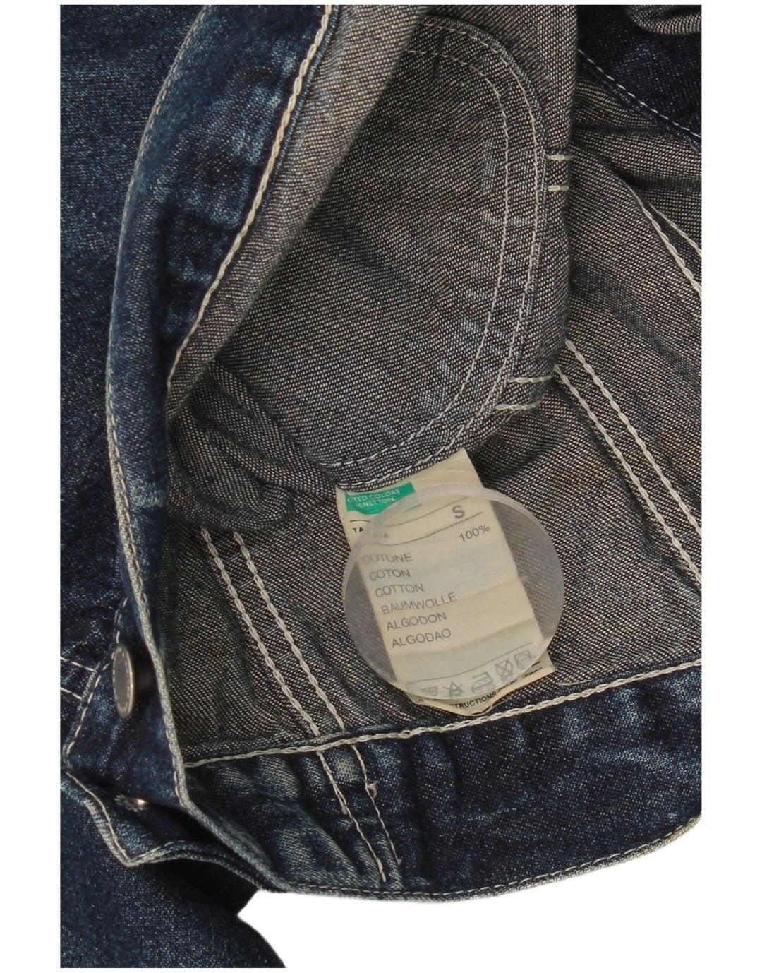 Benetton Chaqueta Vaquera Corta Mujer UK 40 Small Algodón Azul