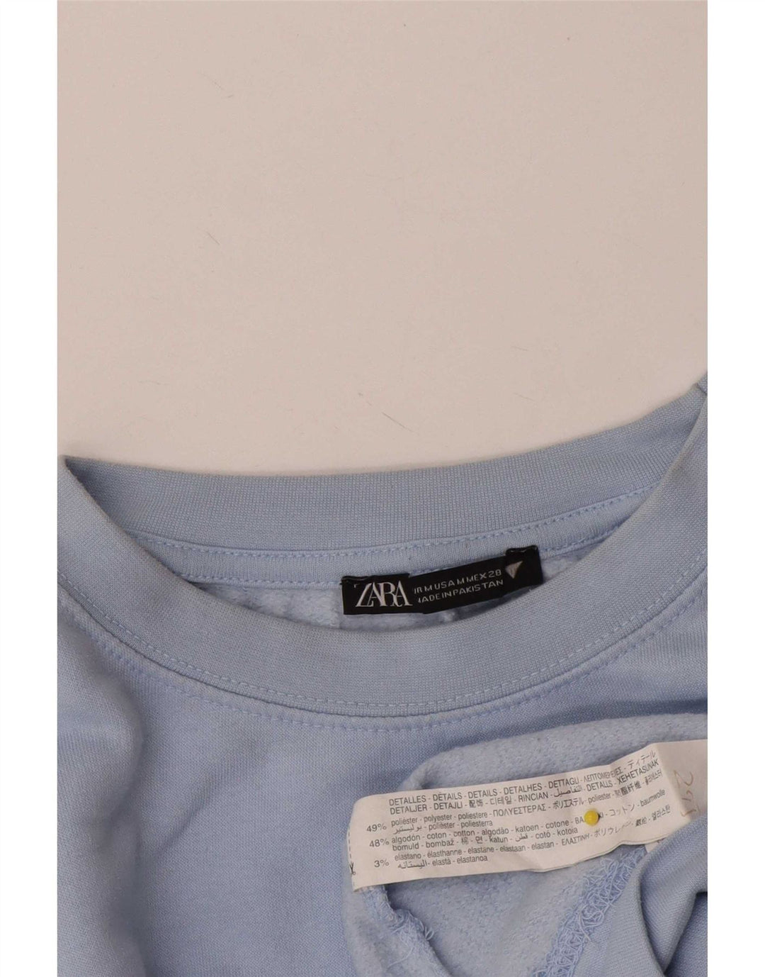 Zara Mujer Crop Sudadera Jumper UK 44 Medio Azul Poliéster