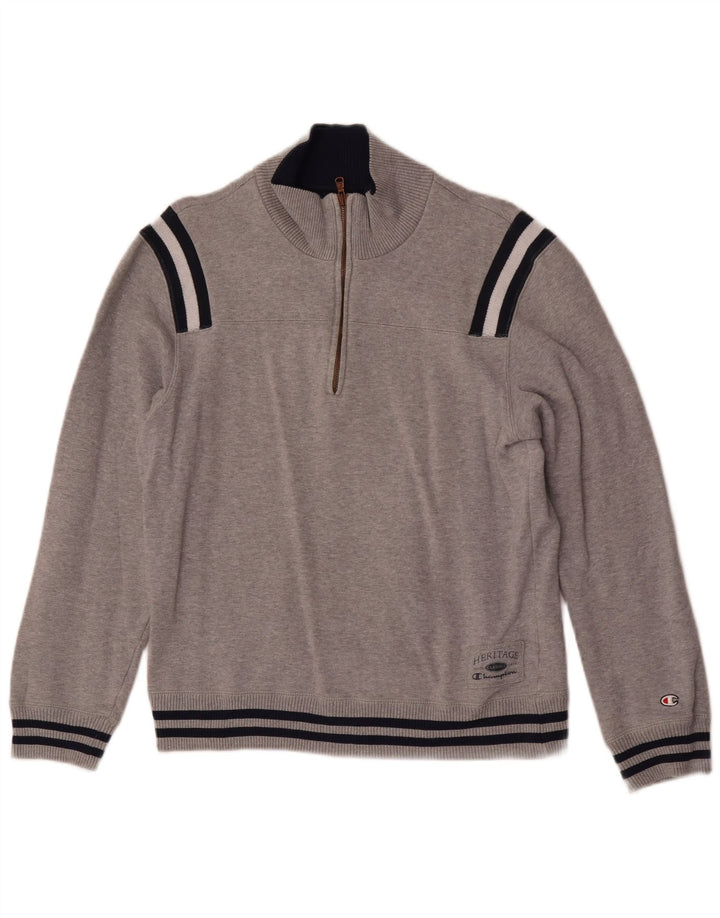 Champion Sudadera con cuello y cremallera para mujer, talla 40, color gris medio