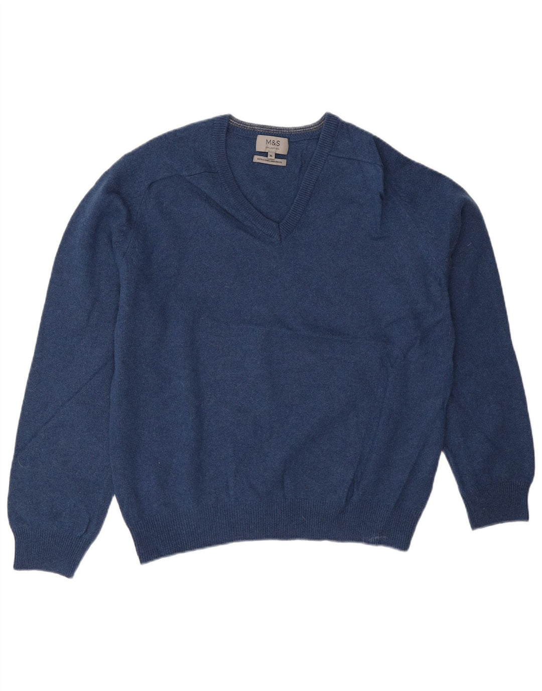 Marks & Spencer Jersey con Cuello en V para Hombre XL Lana Azul
