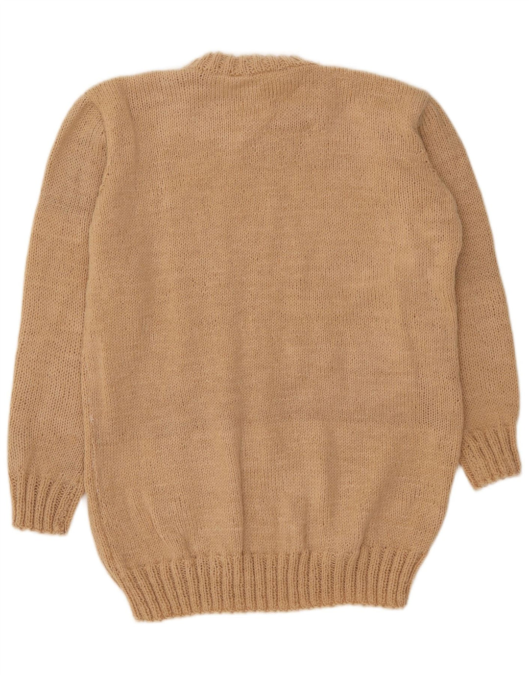 Vintage hombres cuello redondo jersey suéter medio beige