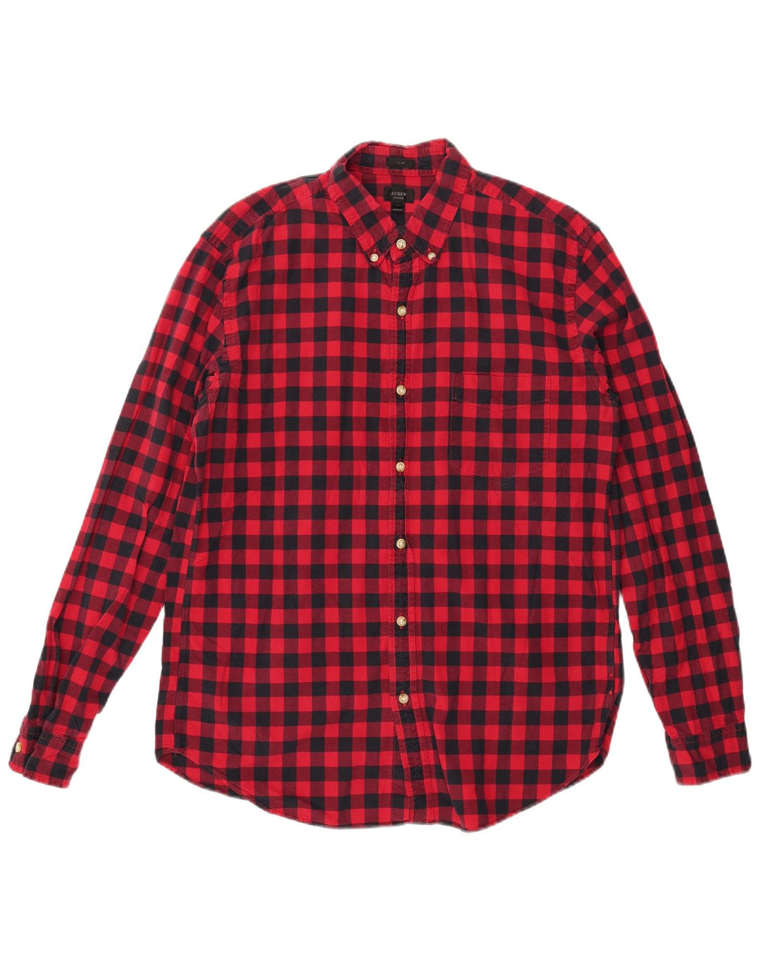 J. CREW Camisa de franela delgada Oxford para hombre, talla grande, cuadros rojos