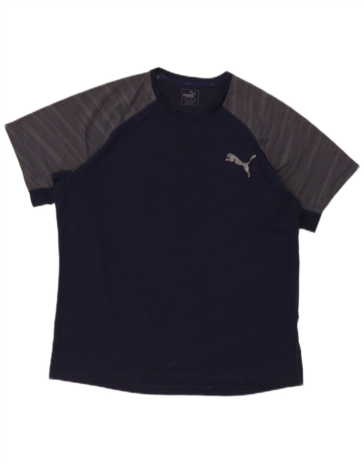 Puma Camiseta para hombre Top XL Azul marino Colorblock Poliéster