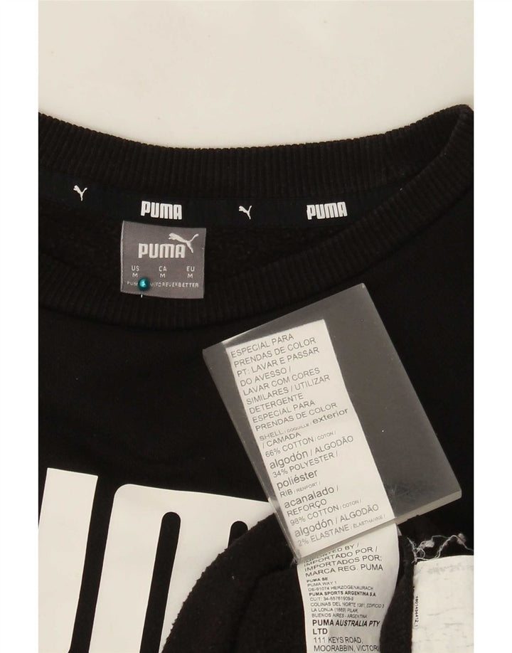 Puma Mujer Graphic Sudadera Jumper UK 14 Mediano Negro Algodón
