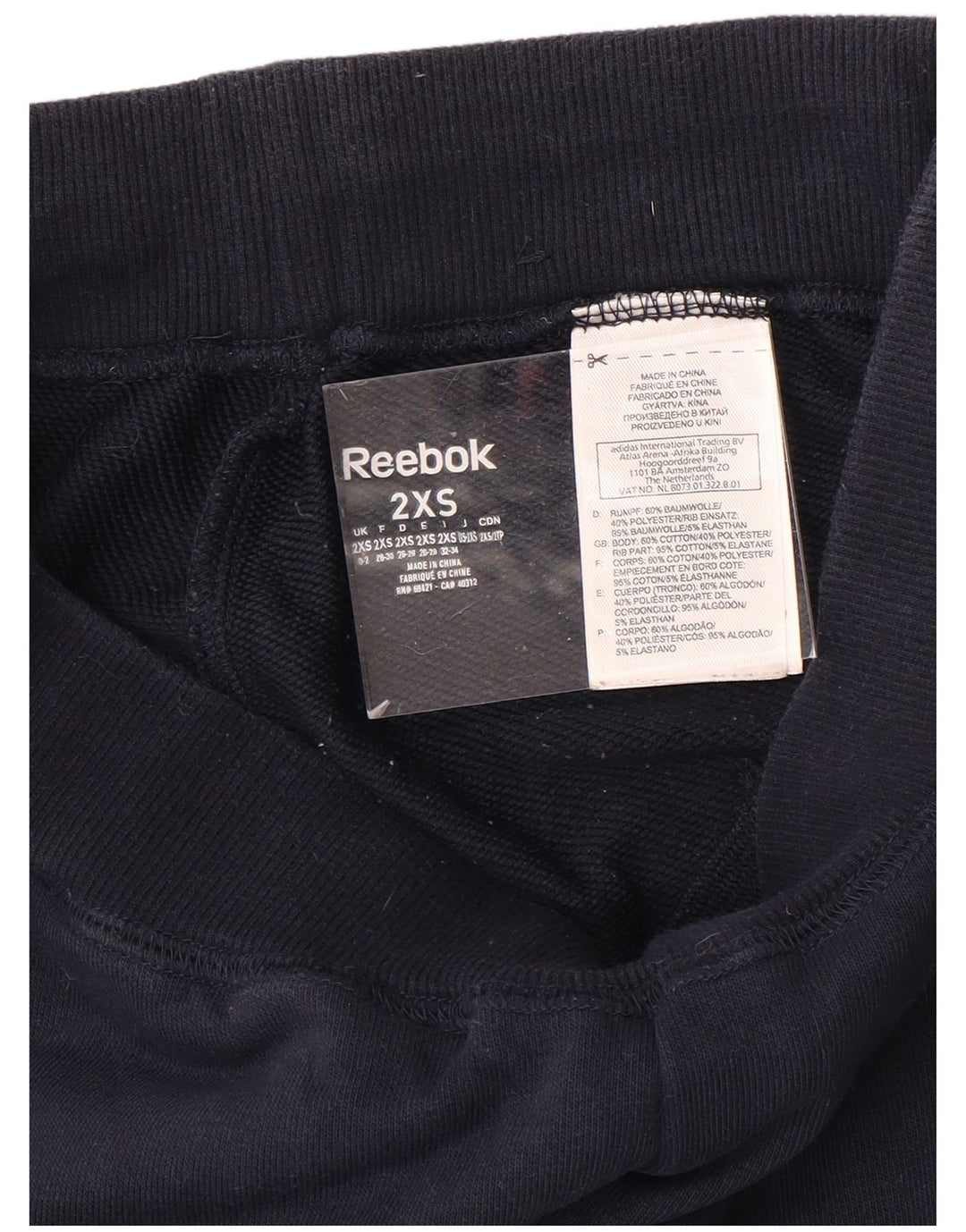 REEBOK Pantalones de chándal para mujer Joggers UK 0/2 2XS Azul marino Algodón
