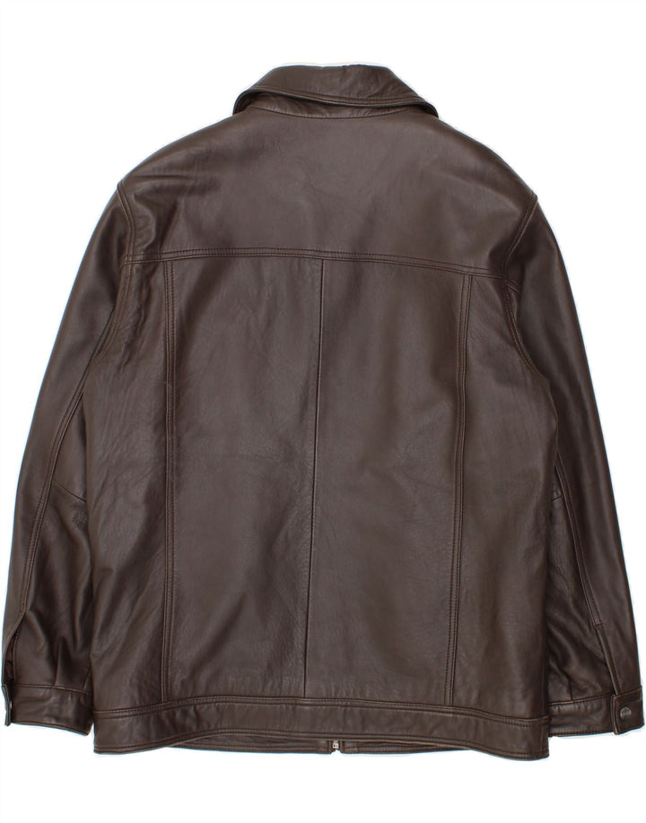 VINTAGE Chaqueta de cuero para hombre Reino Unido 38 Cuero marrón medio