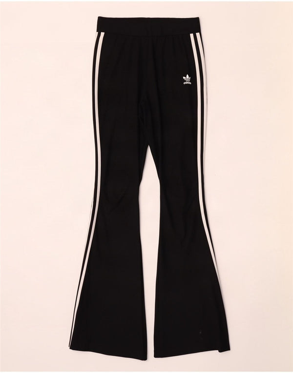 Adidas Womens Flare Tracksuit Trousers UK 10 Small Black Polyester