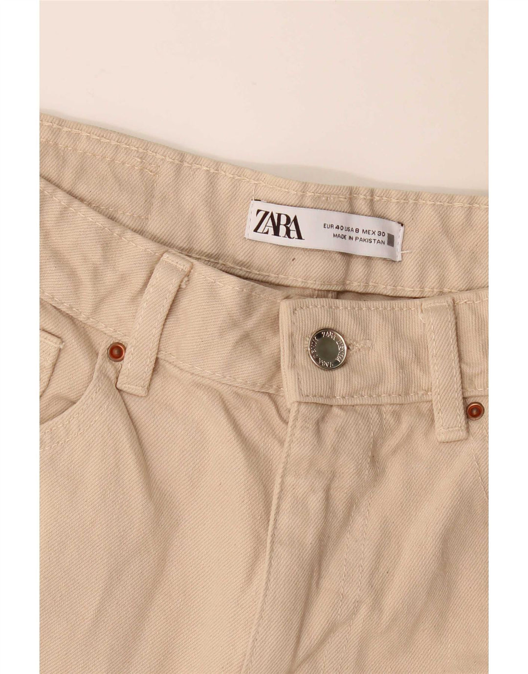 Zara Jeans Cónicos Para Mujer EU 40 Medium W30 L27 Beige