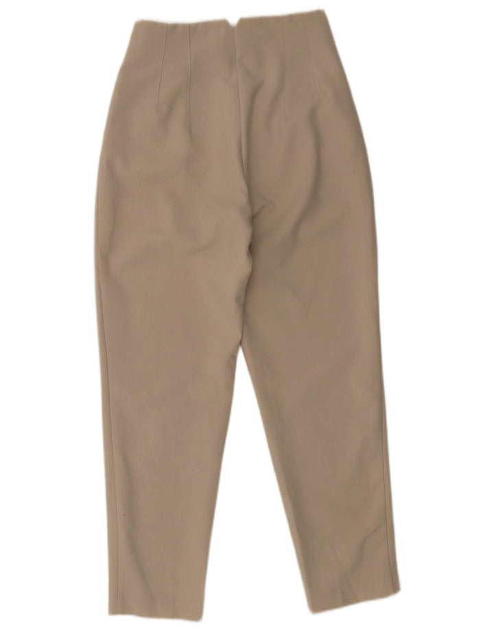 Zara Mujer Pantalón De Traje Cónico Pequeño W26 L27 Poliéster Beige