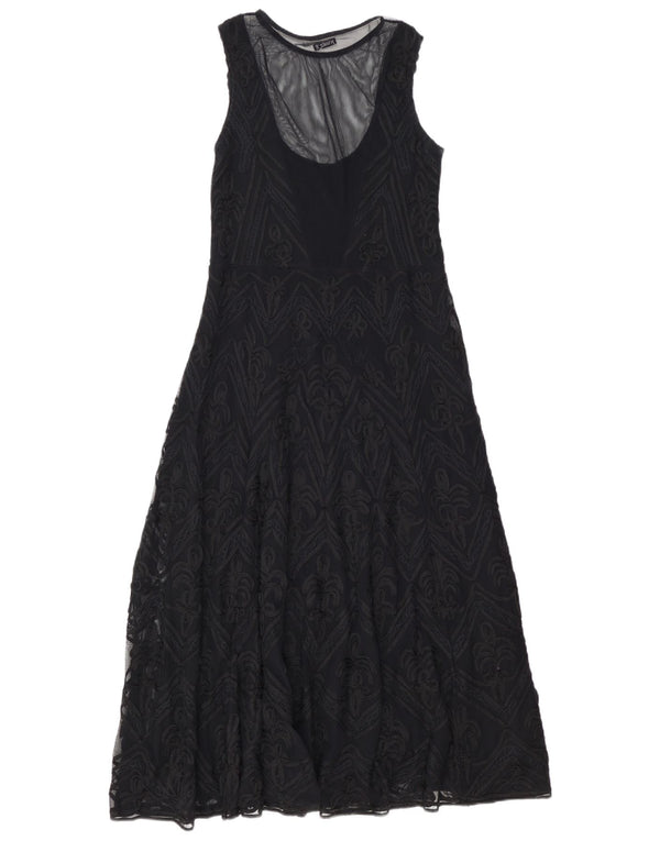 HUNZA Vestido largo sin mangas para mujer UK 40 XL Viscosa de cachemira negra