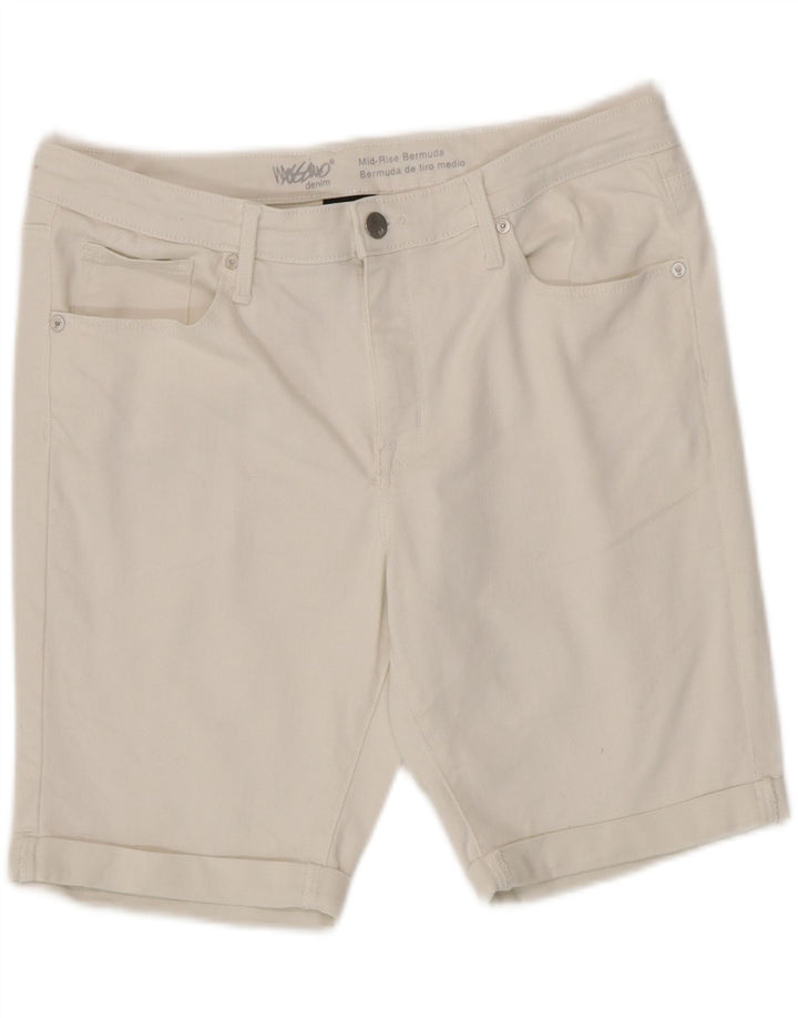 Mossimo Bermudas de tiro medio para mujer, pantalones cortos de mezclilla US 14 grande W32 algodón blanco
