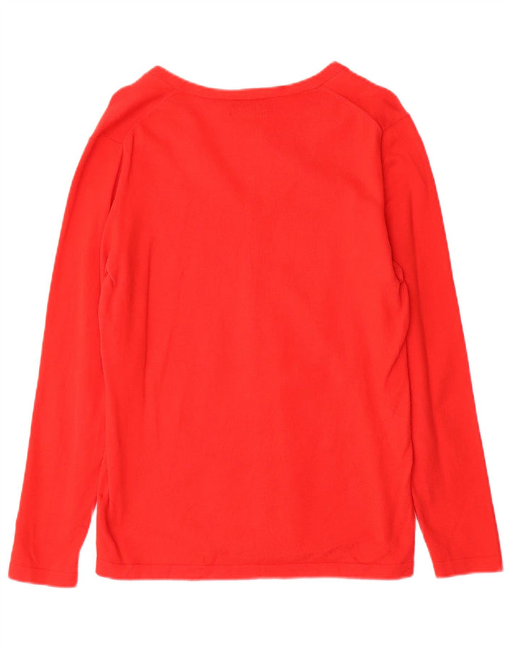 Tommy Hilfiger Suéter con cuello en V para mujer UK 12 Algodón rojo mediano