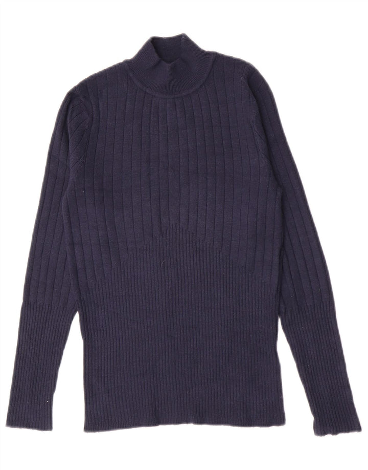 Marks & Spencer Jersey con Cuello Alto para Mujer UK 10 Small Azul Marino