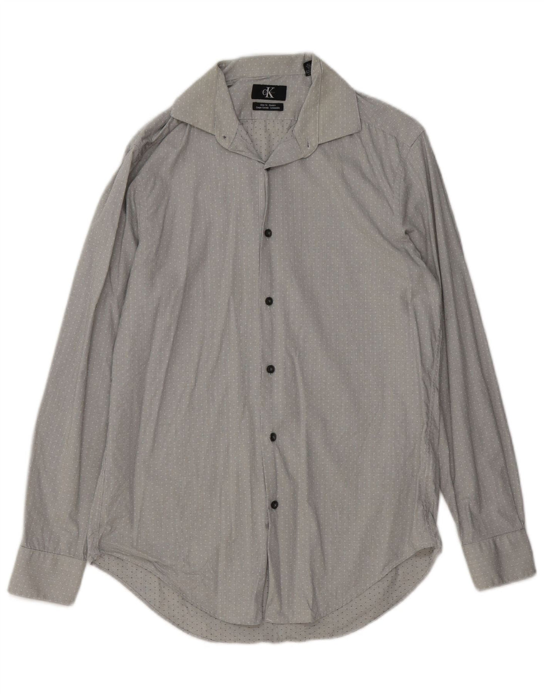 CALVIN KLEIN Camisa slim fit para hombre Talla 15 Algodón con manchas grises medianas