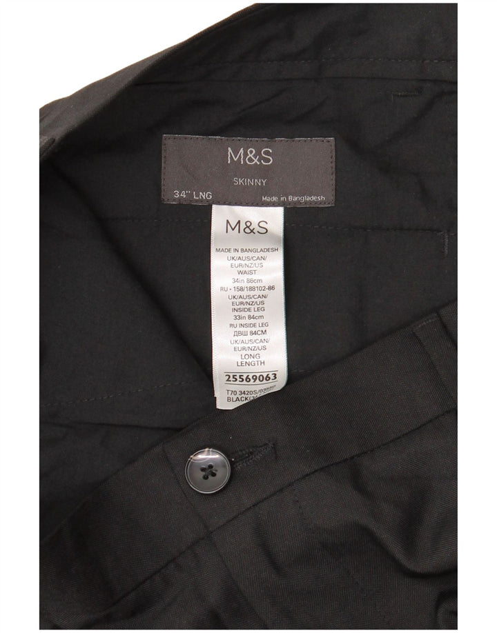 Marks & Spencer Pantalones chinos ajustados para hombre W34 L33 Poliéster negro