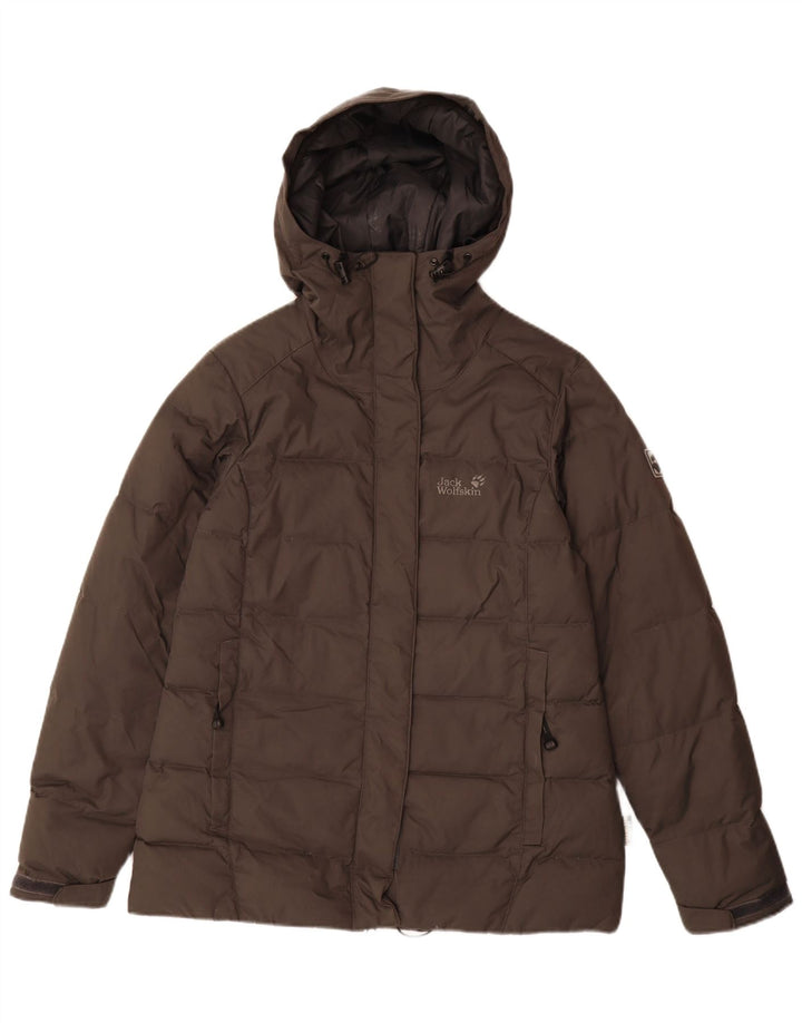 Jack Wolfskin Chaqueta Acolchada con Capucha Mujer UK 12/14 Marrón Medio Poliamida