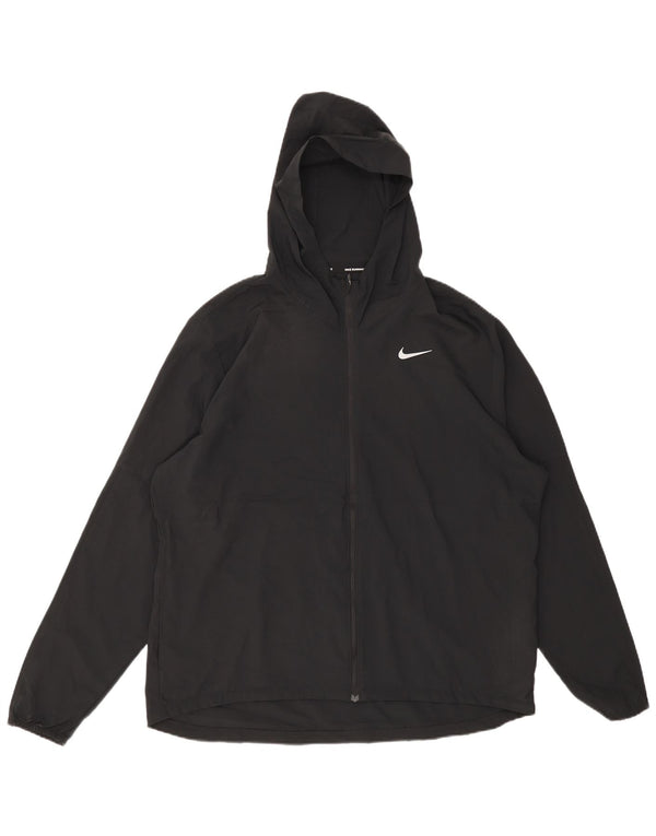 Nike Chaqueta impermeable con capucha para hombre UK 42 XL Poliéster negro