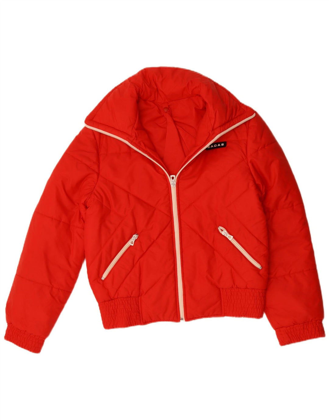 VINTAGE Chaqueta acolchada con capucha para mujer Reino Unido 16 Poliamida roja grande
