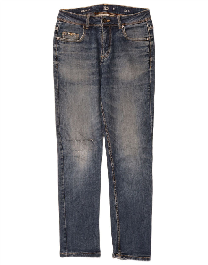 Dack's Jeans ajustados desgastados para mujer IT 46 Large W30 L29 Algodón azul