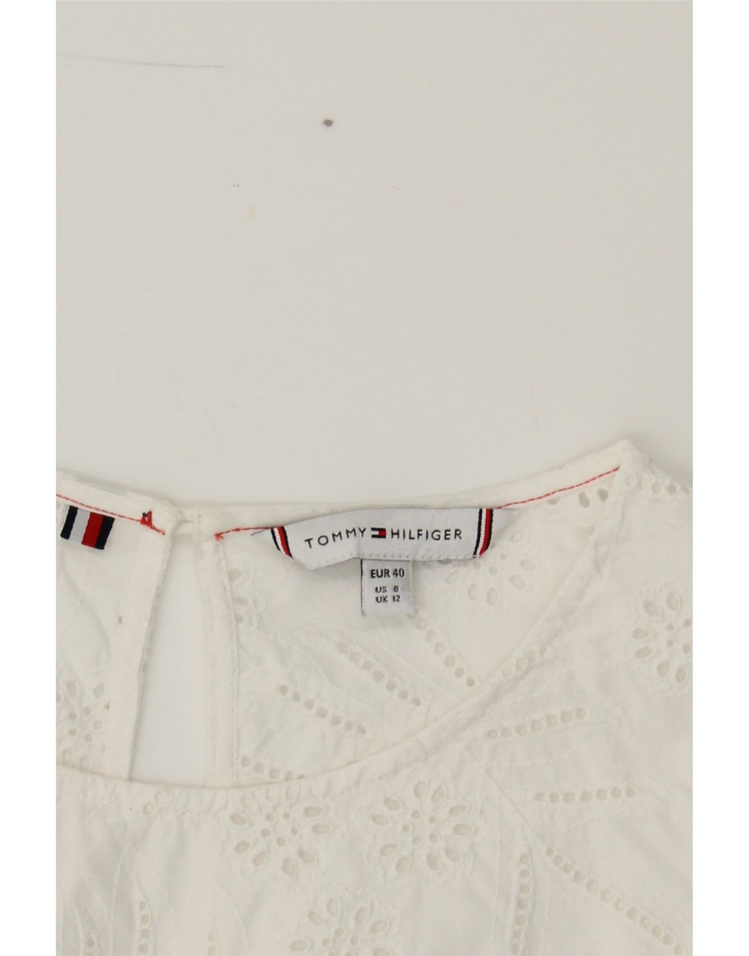 TOMMY HILFIGER Womens Sheath Dress UK 12 Medium White Cotton Vintage Tommy Hilfiger and Second-Hand Tommy Hilfiger from Messina Hembry 