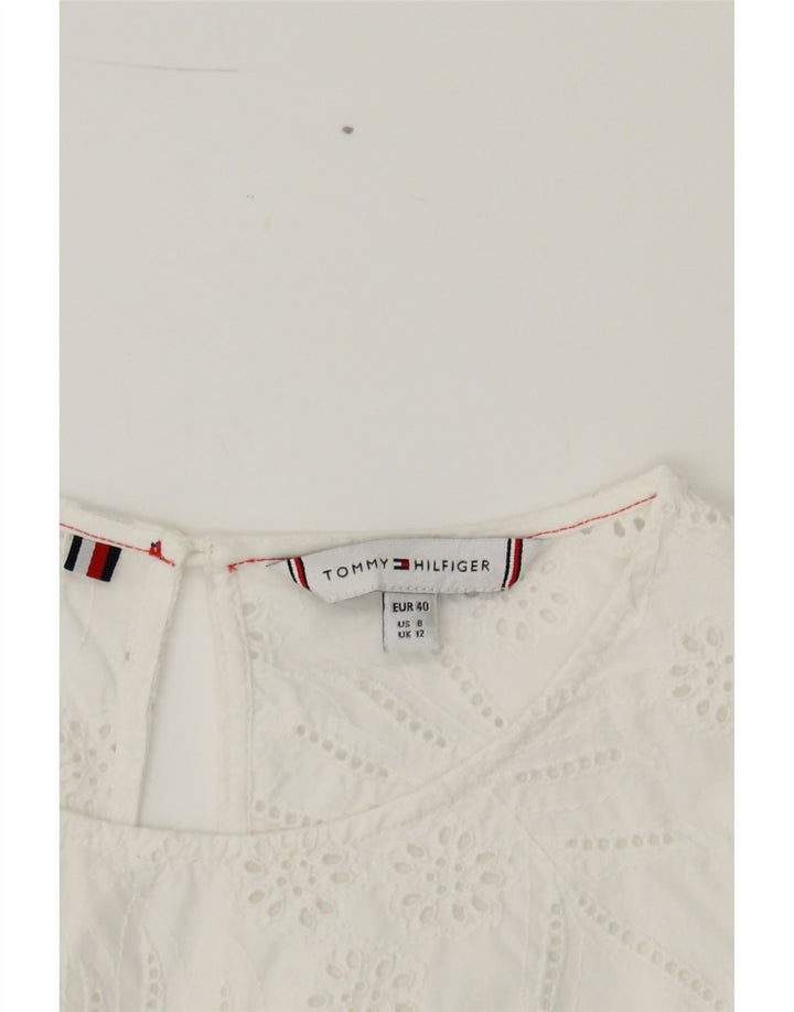 TOMMY HILFIGER Womens Sheath Dress UK 12 Medium White Cotton Vintage Tommy Hilfiger and Second-Hand Tommy Hilfiger from Messina Hembry 