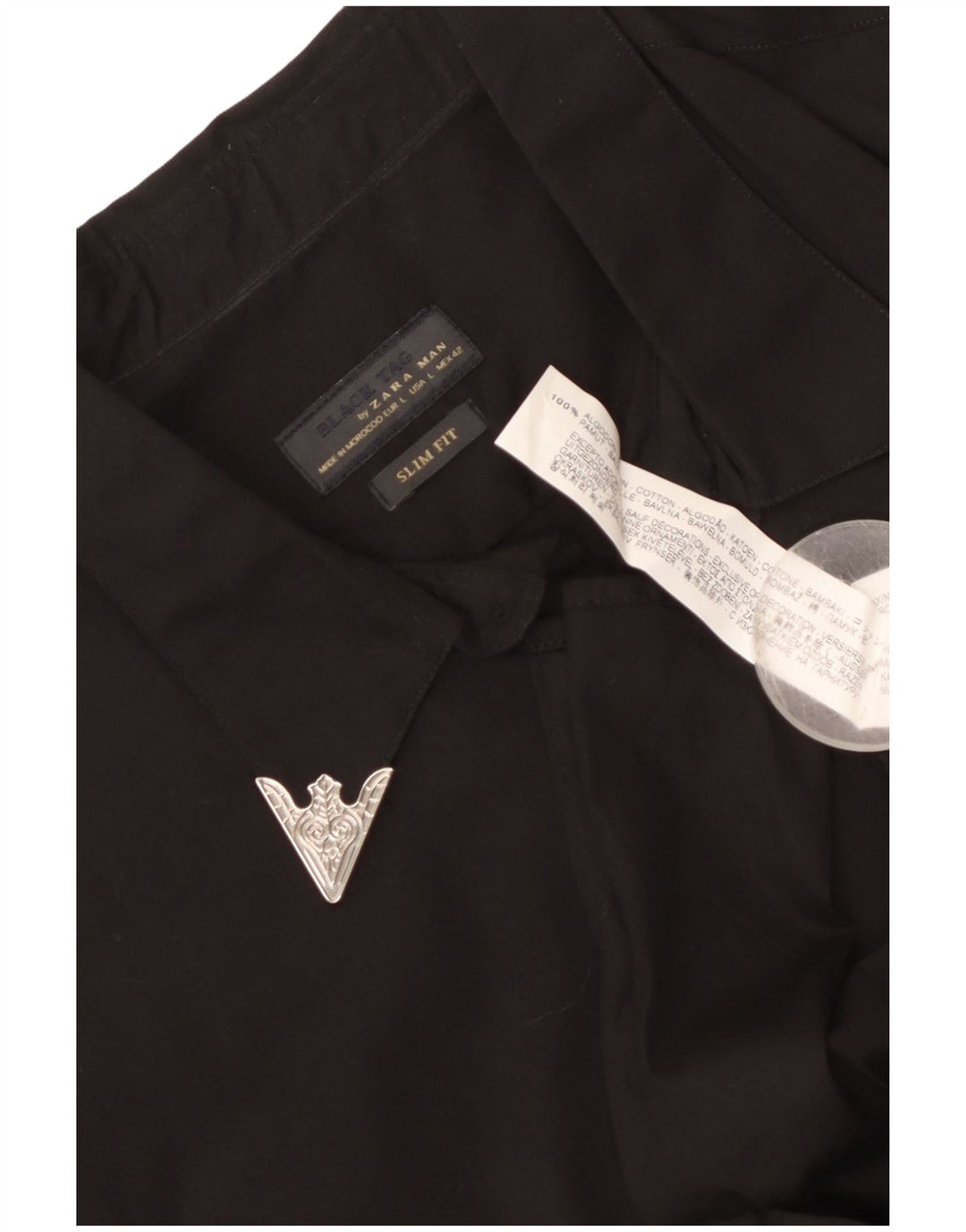 Zara Hombre Camisa Slim Fit Grande Algodón Negro