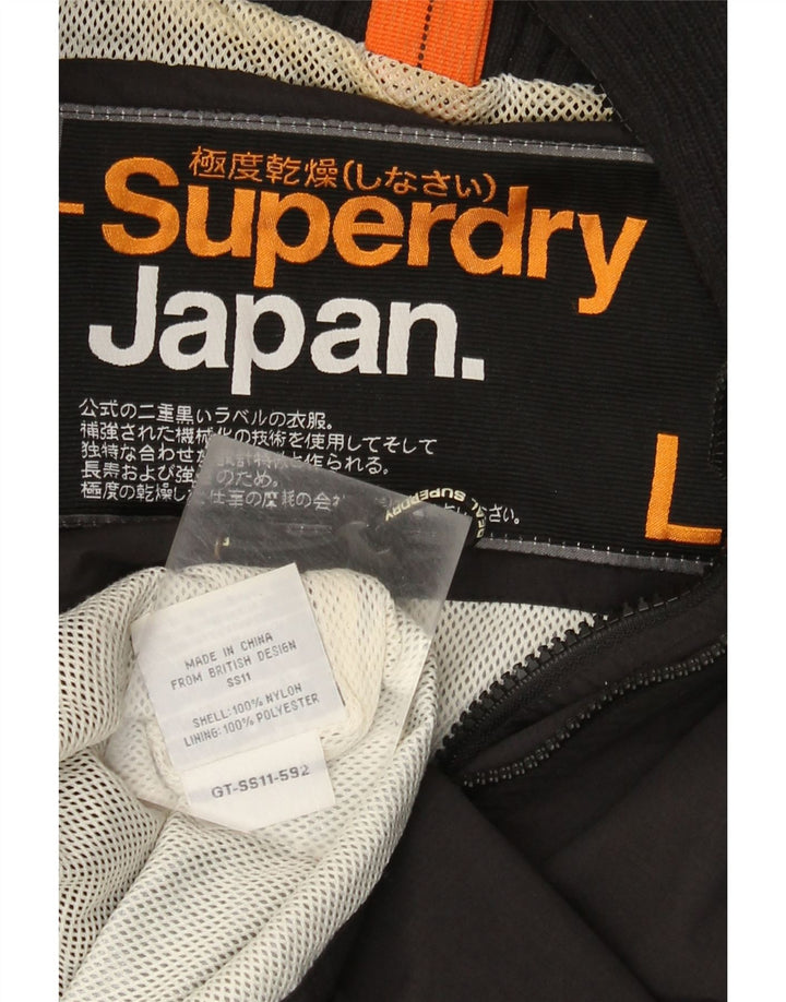 Superdry Chaqueta impermeable con capucha para hombre, talla 40, nailon negro grande