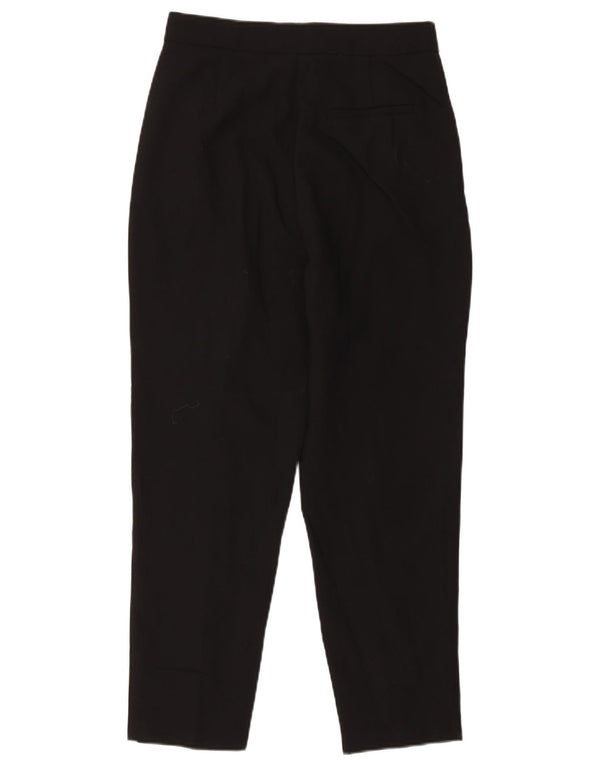 Zara Mujer Pantalones De Traje Cónicos De Cintura Alta Mediano W28 L26 Poliéster Negro