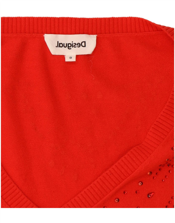 Desigual Jersey de gran tamaño con cuello en V para mujer UK 10 Small Red