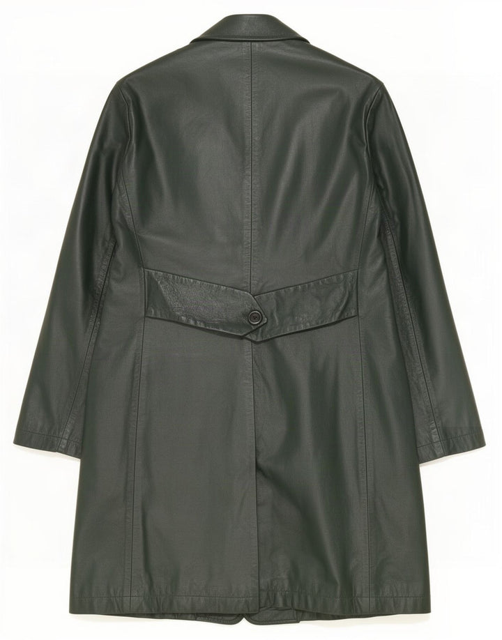Abrigo de cuero vintage para mujer IT 42 Verde medio