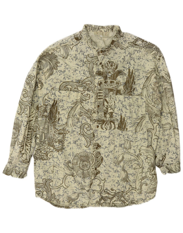 Camisa vintage para hombre grande verde paisley algodón