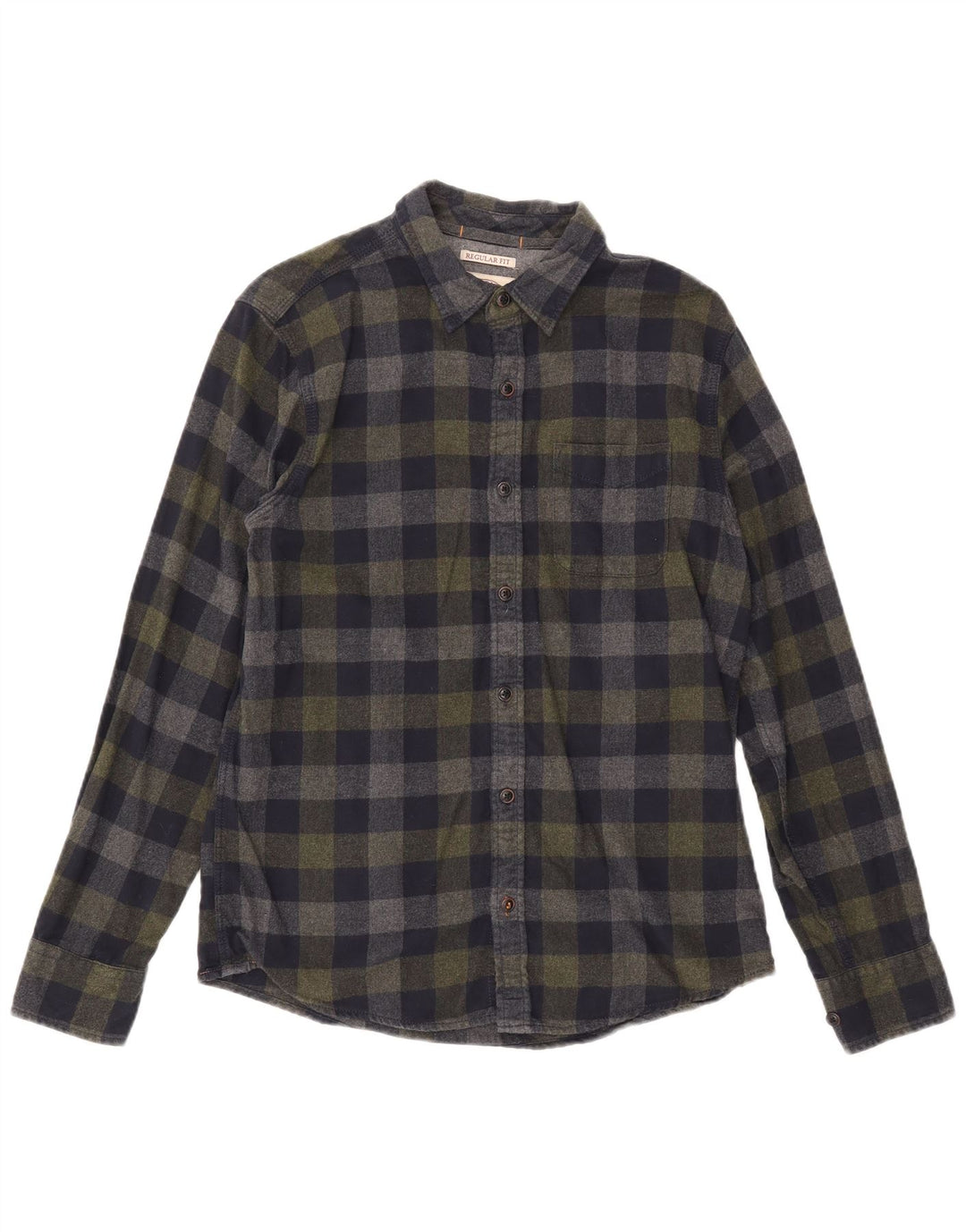 Camisa de franela de corte estándar para hombre de Fat Face, talla pequeña, de algodón a cuadros en azul marino