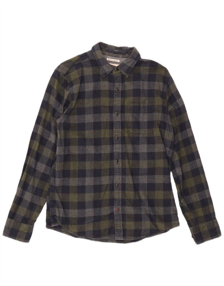 Camisa de franela de corte estándar para hombre de Fat Face, talla pequeña, de algodón a cuadros en azul marino