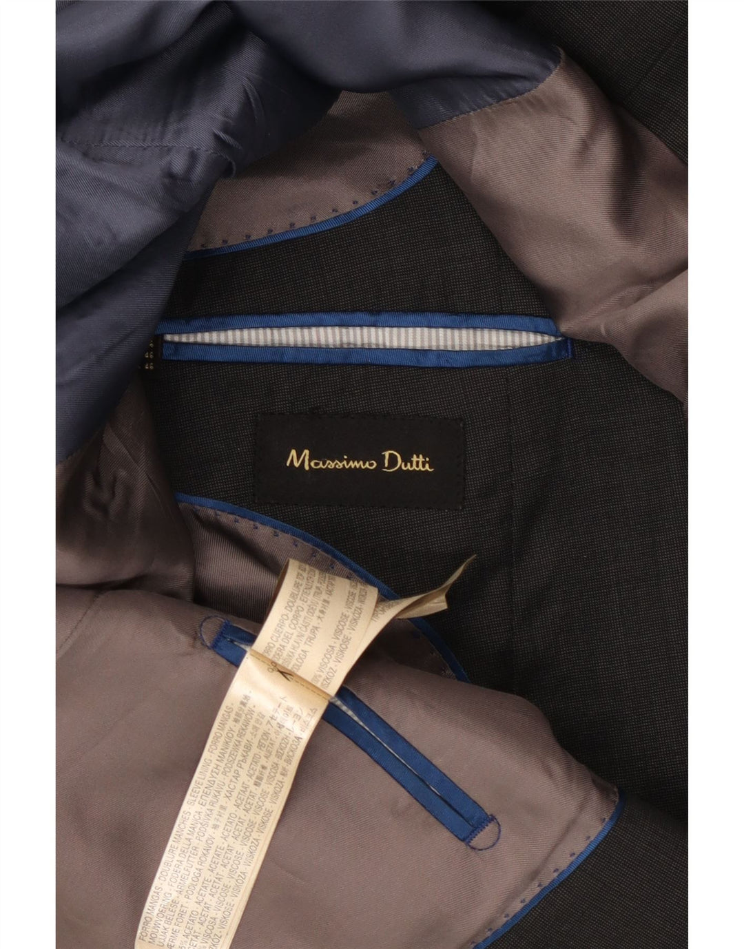 Massimo Dutti Chaqueta Blazer de 2 Botones para Hombre US 46 XL Acetato Gris Clásico