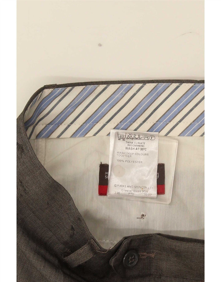 Marks & Spencer Pantalón de traje recto para hombre W34 L29 Poliéster gris