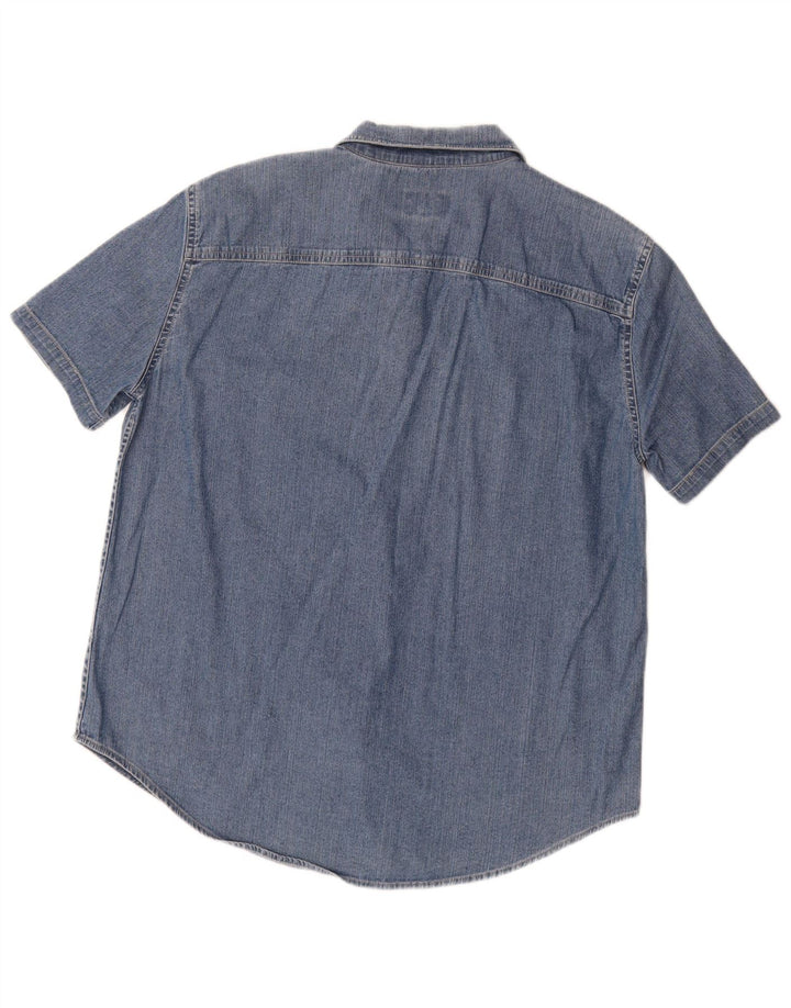 CALVIN KLEIN JEANS Camisa vaquera de manga corta para mujer UK 40 XL Algodón azul