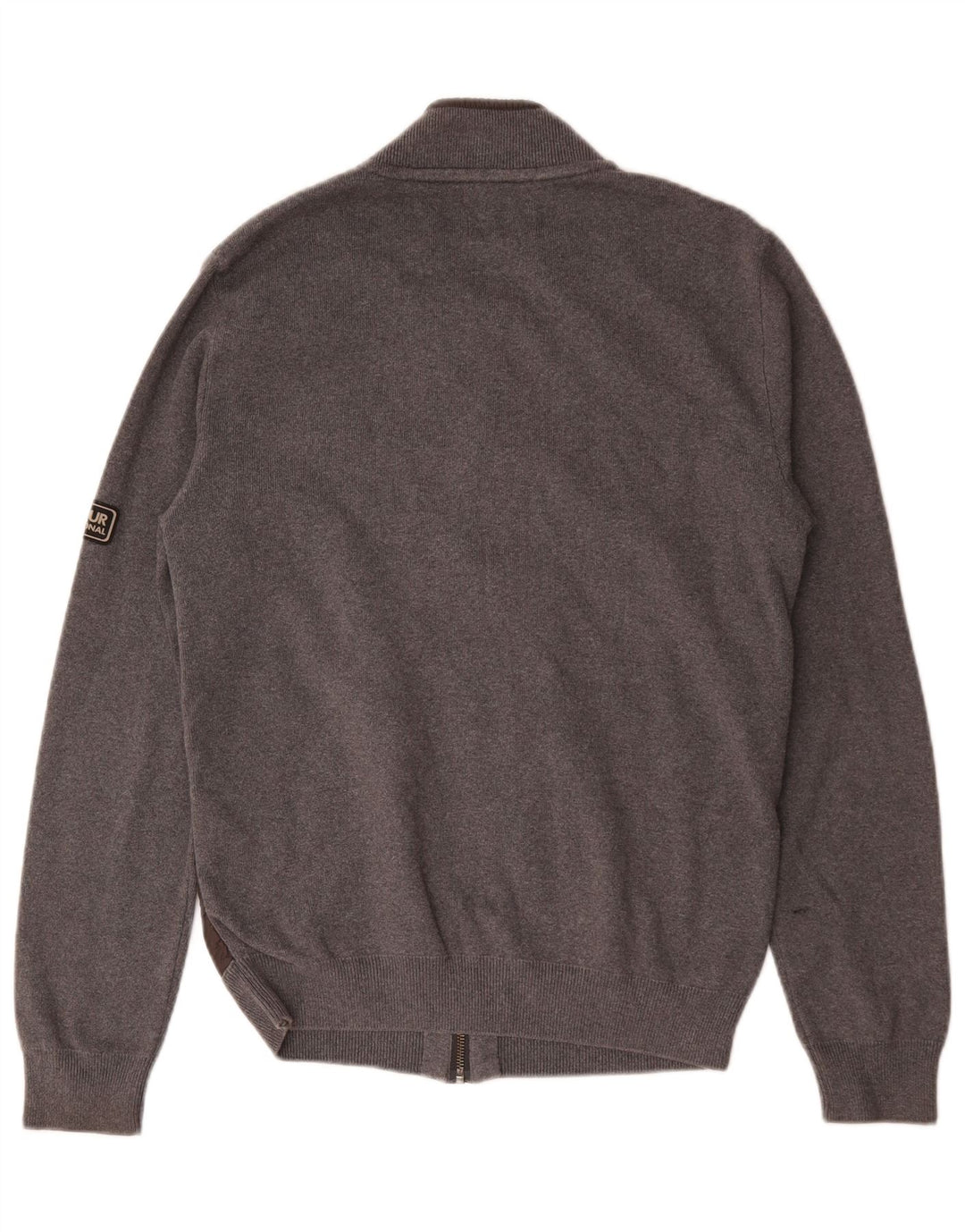 Barbour Hombre Cárdigan Suéter Algodón Gris Medio