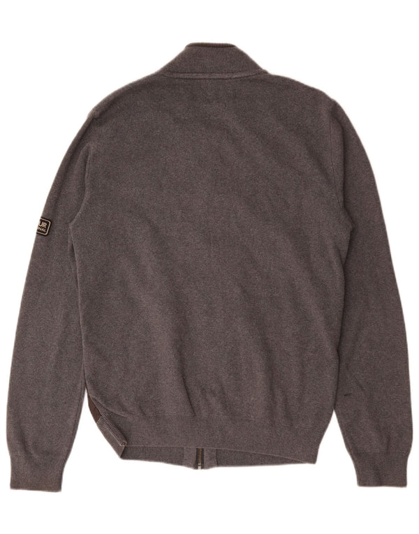 Barbour Mens Cardigan Sweater Medium Grey Cotton