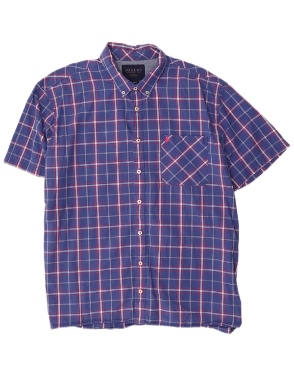 Camisa de manga corta para hombre Joules Classic Fit 2XL Algodón a cuadros azul